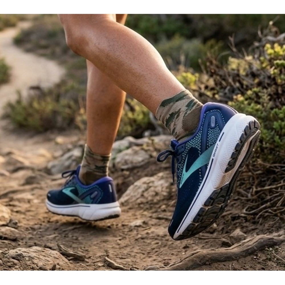 Brooks Ghost 14 Running Shoes Women 8.5 D Navy Teal Athletic Trail Sneakers